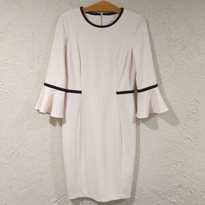 Calvin Klein Light Blush Pink Dress 3/4 Bell Sleeves Office Party - Women's 6